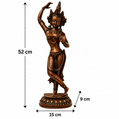 Brass Standing Tara Devi Idol – Handcrafted Traditional Chola Style Tara Maa Murti for Pooja, Home Mandir, Spiritual Décor &amp; Gifting 20.5 Inch