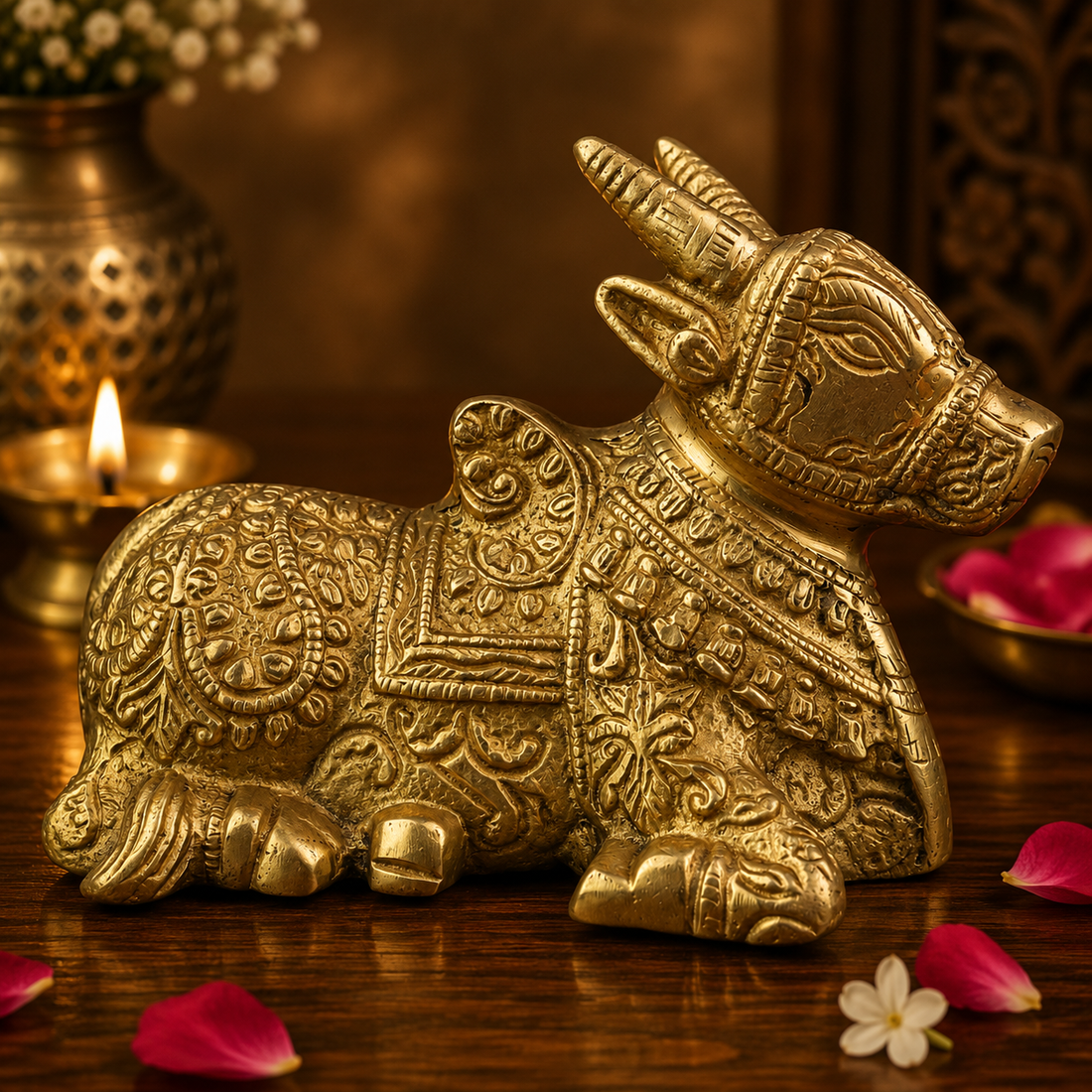 Handcrafted Brass Nandi Statue 4 Inch