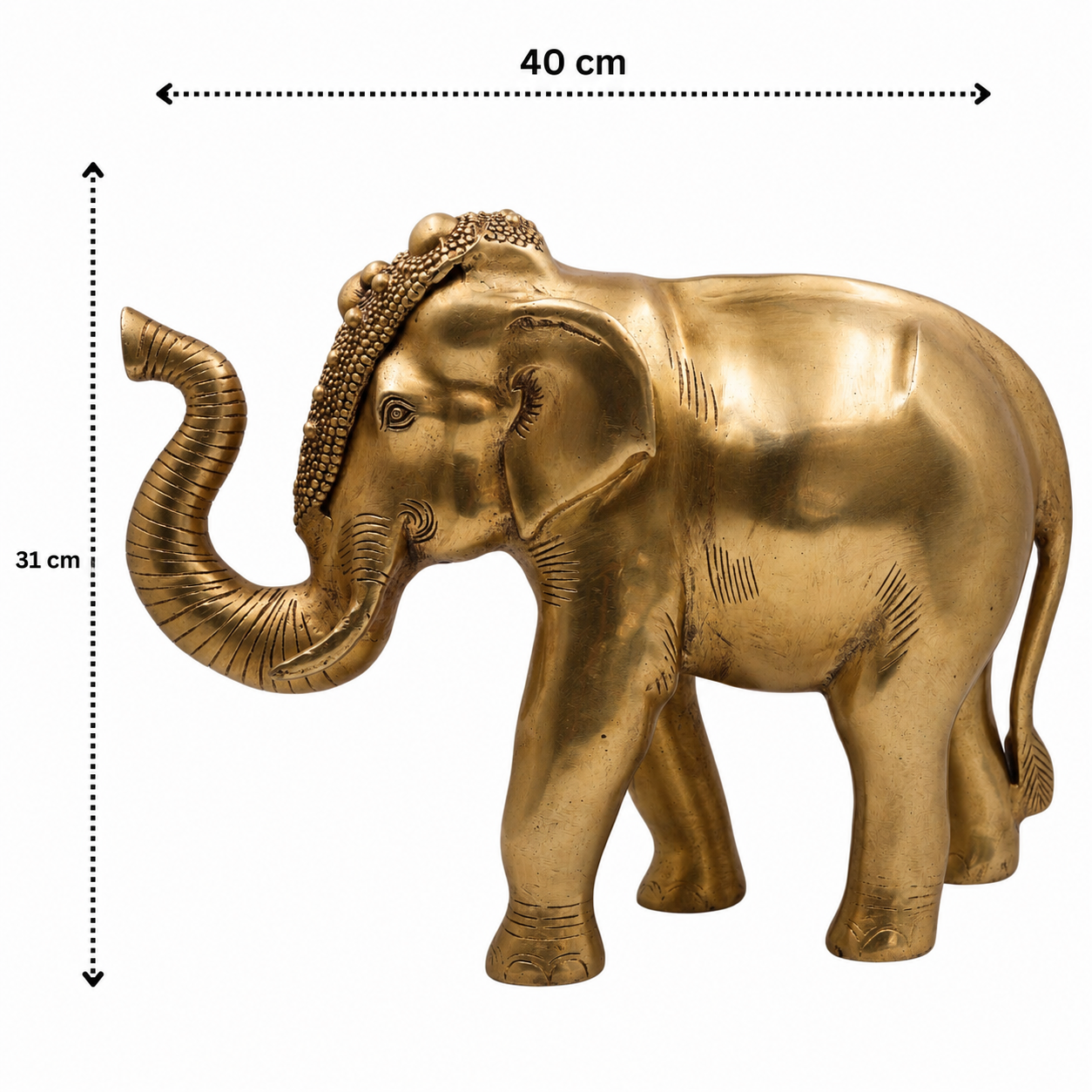 Brass Elephant Idol (Gajraj) – Decorative Elephant Statue for Home, Office &amp; Spiritual Décor 12 Inch