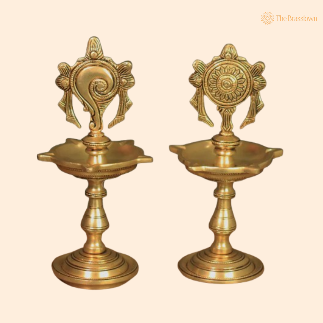 Classic Brass Twin Diya Set 9 Inch
