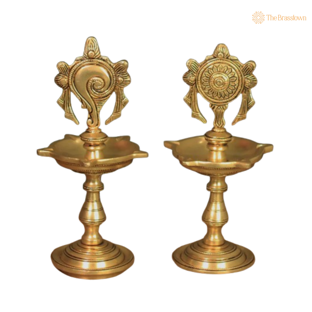 Classic Brass Twin Diya Set 9 Inch