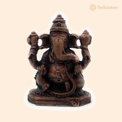 Handcrafted Copper Ganesha Idol – Lord Ganapati Vinayaka Murti for Home Temple, Pooja, Vastu &amp; Spiritual Décor 2.5 Inch 1