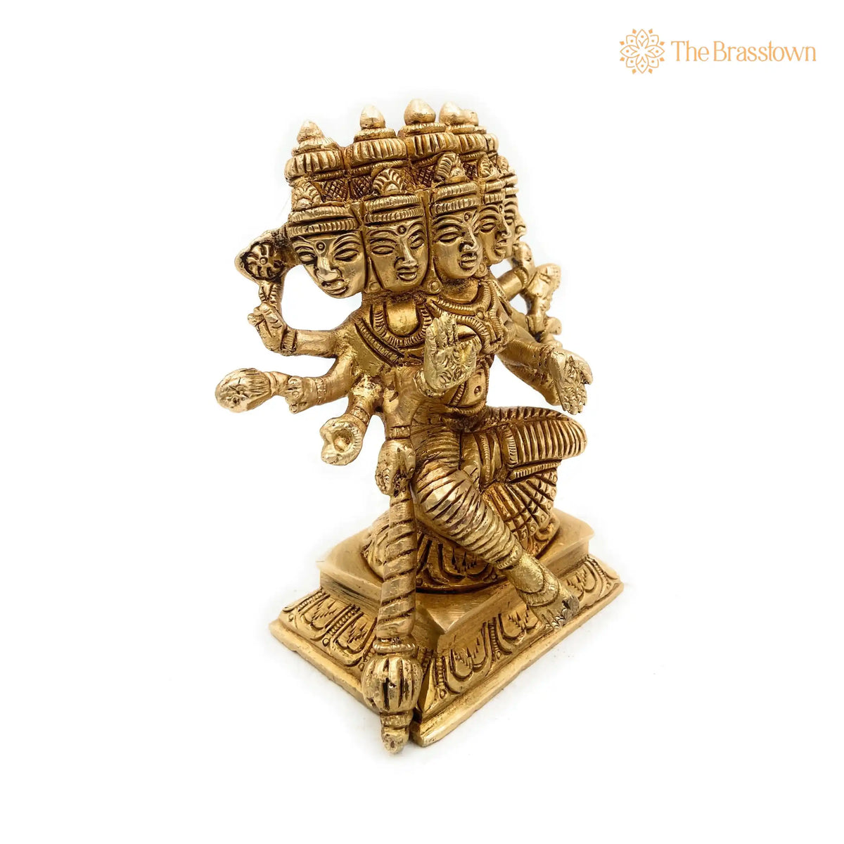 Brass Gayatri Devi Idol – Handcrafted Vedamata Gayathri Murti, Panchamukhi Savitri Mata Statue for Puja &amp; Home Temple 5 Inch 3