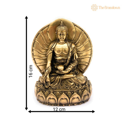 Premium Brass Buddha Idol – Handcrafted Lord Buddha Statue, Meditating Buddha Murti, Gautama Buddha Figurine, Spiritual Home Décor Showpiece 6.5 Inch 2