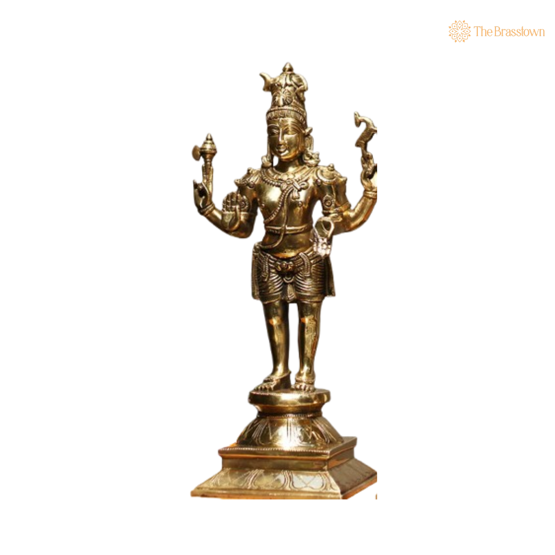 Divine Brass Lord Shiva and Goddess Parvati Statue Set