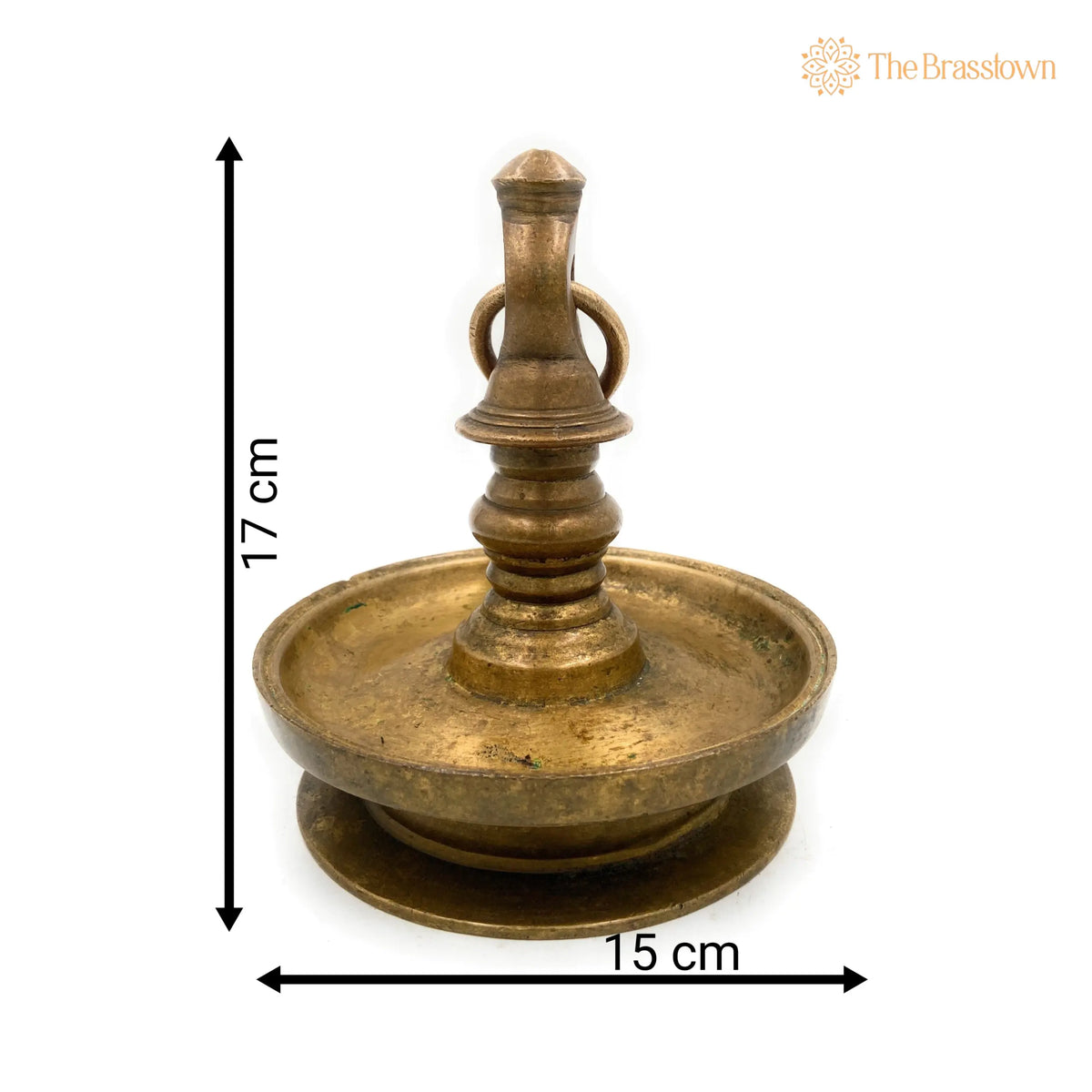 Antique Brass Hanging Lamp – Handcrafted Peetal Pital Pittal Ceiling Lantern for Pooja Room, Temple Light Diya 7 Inch 3