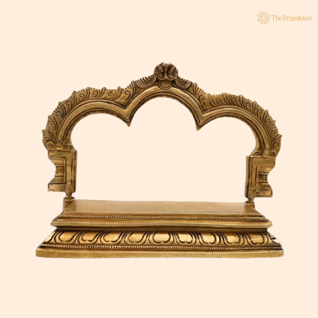 Elegant Brass Double-Arch Pooja Stand 7 Inch