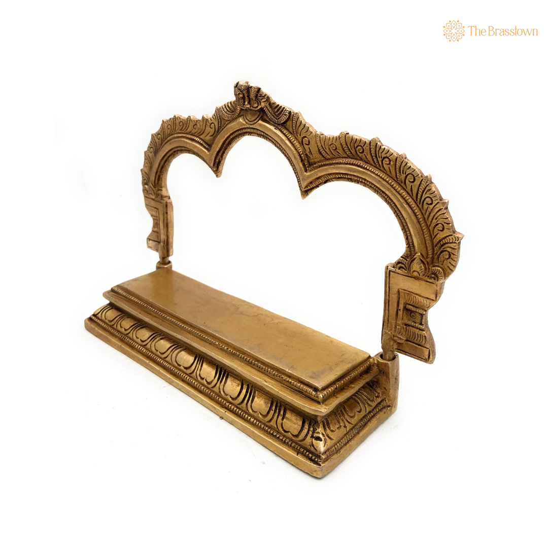 Elegant Brass Double-Arch Pooja Stand 7 Inch