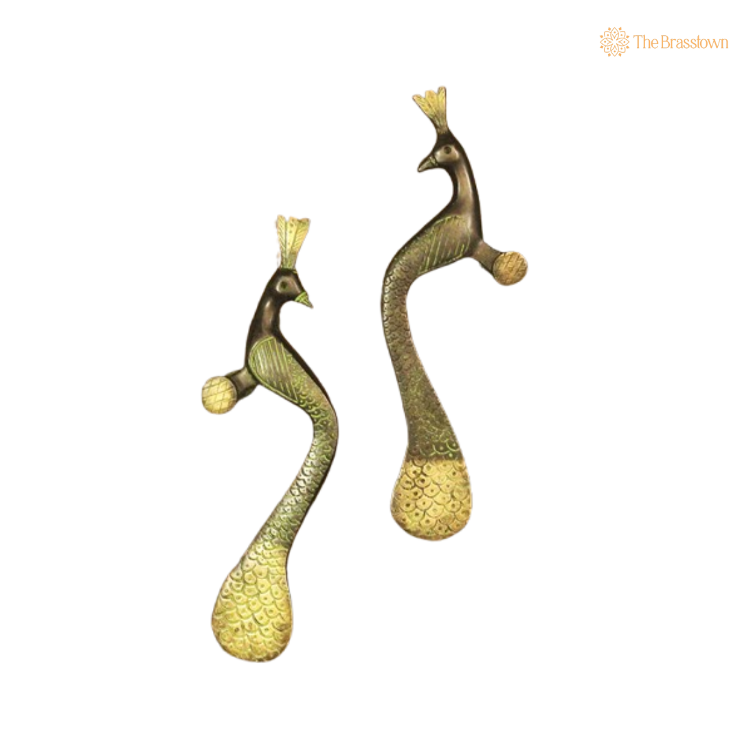 Elegant Brass Peacock Door Handles – Timeless Grace for Your Home 10 Inch