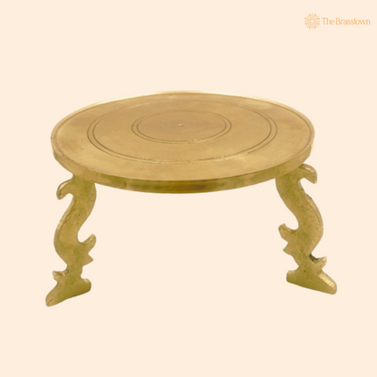 Elegant Brass Pooja Pedestal 5 Inch front view – pure brass handcrafted India