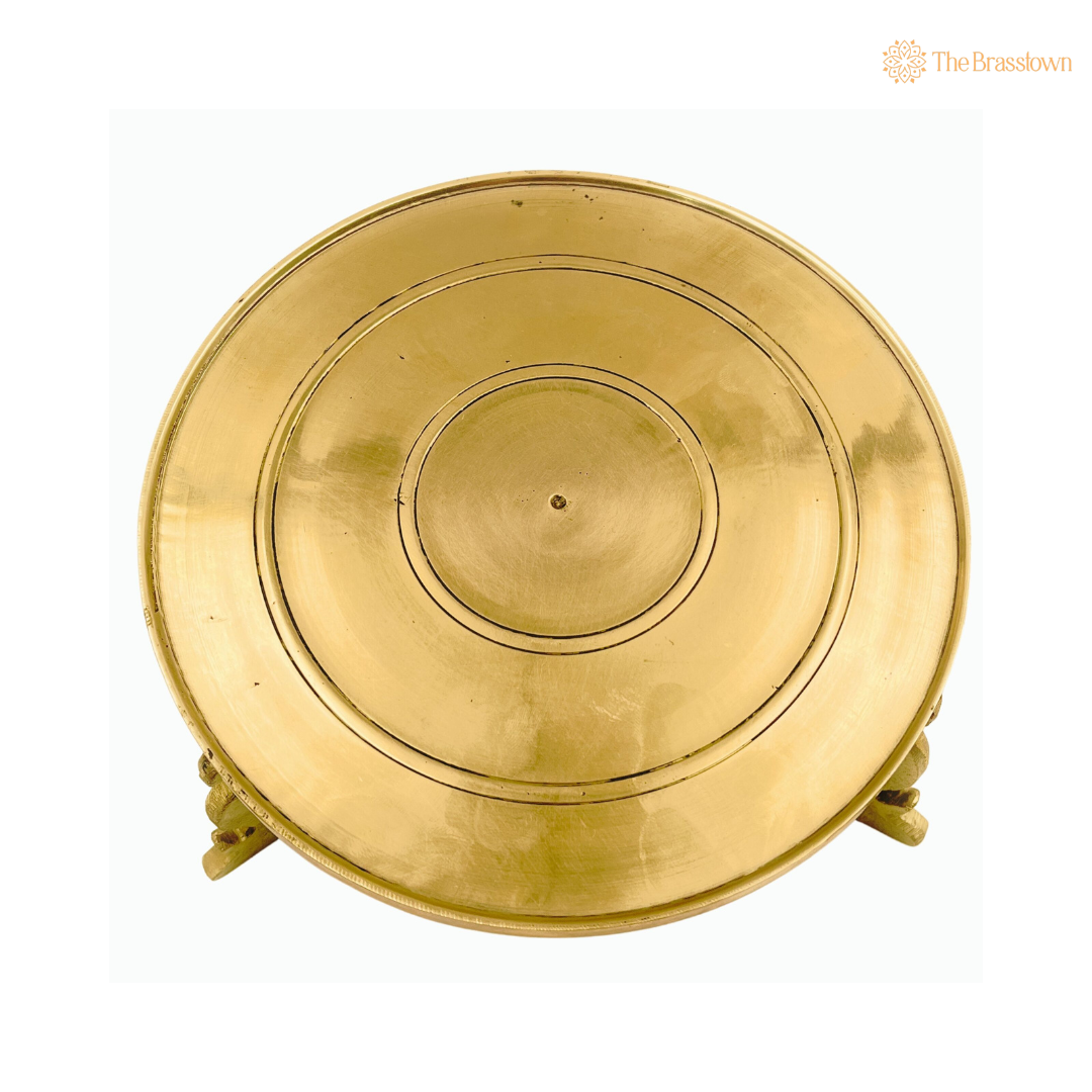 Elegant Brass Pooja Pedestal 5 Inch side view – antique finish detail