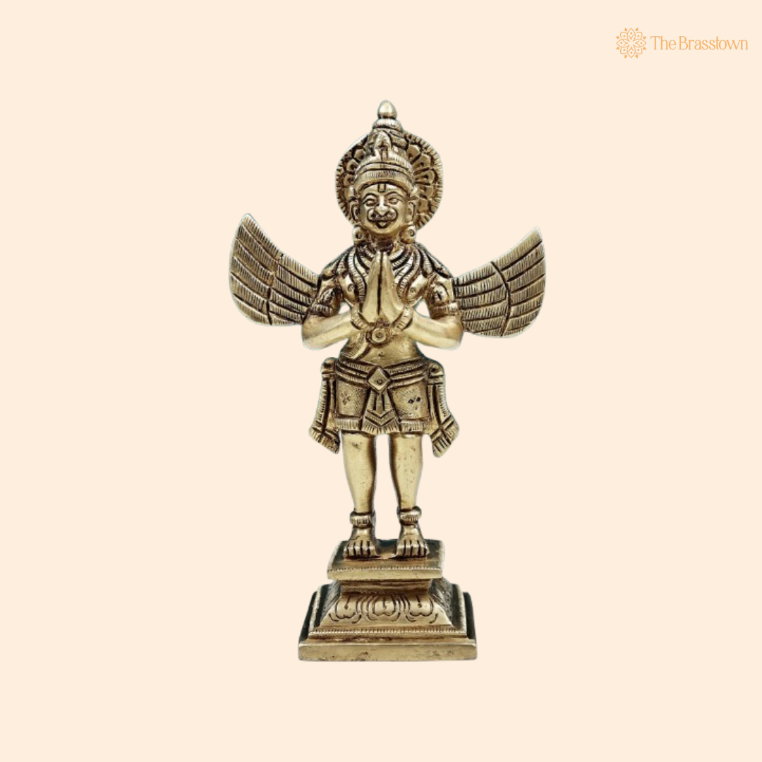 Exquisite Brass Garuda Idol – The Divine Messenger of Lord Vishnu 5.5 Inch