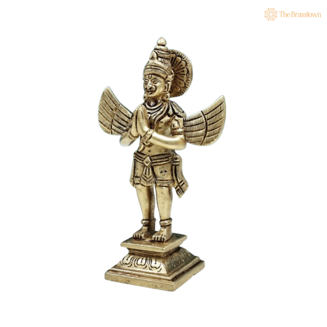 Exquisite Brass Garuda Idol – The Divine Messenger of Lord Vishnu 5.5 Inch