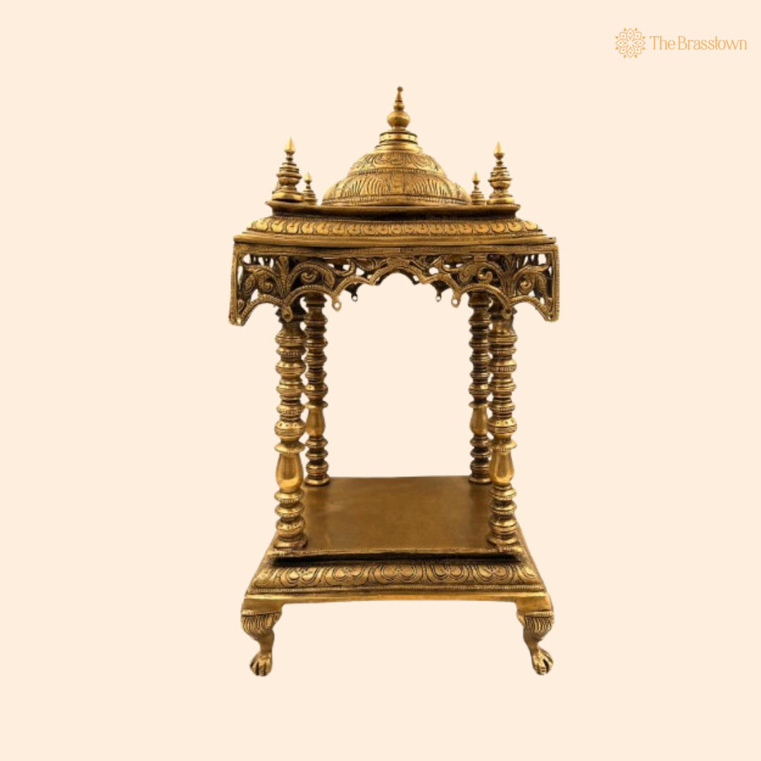 Exquisite Brass Temple for Idols – A Majestic Abode for the Divine 21 Inch