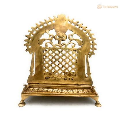 Exquisite Brass Throne with Intricate Serpent Design 14 Inch