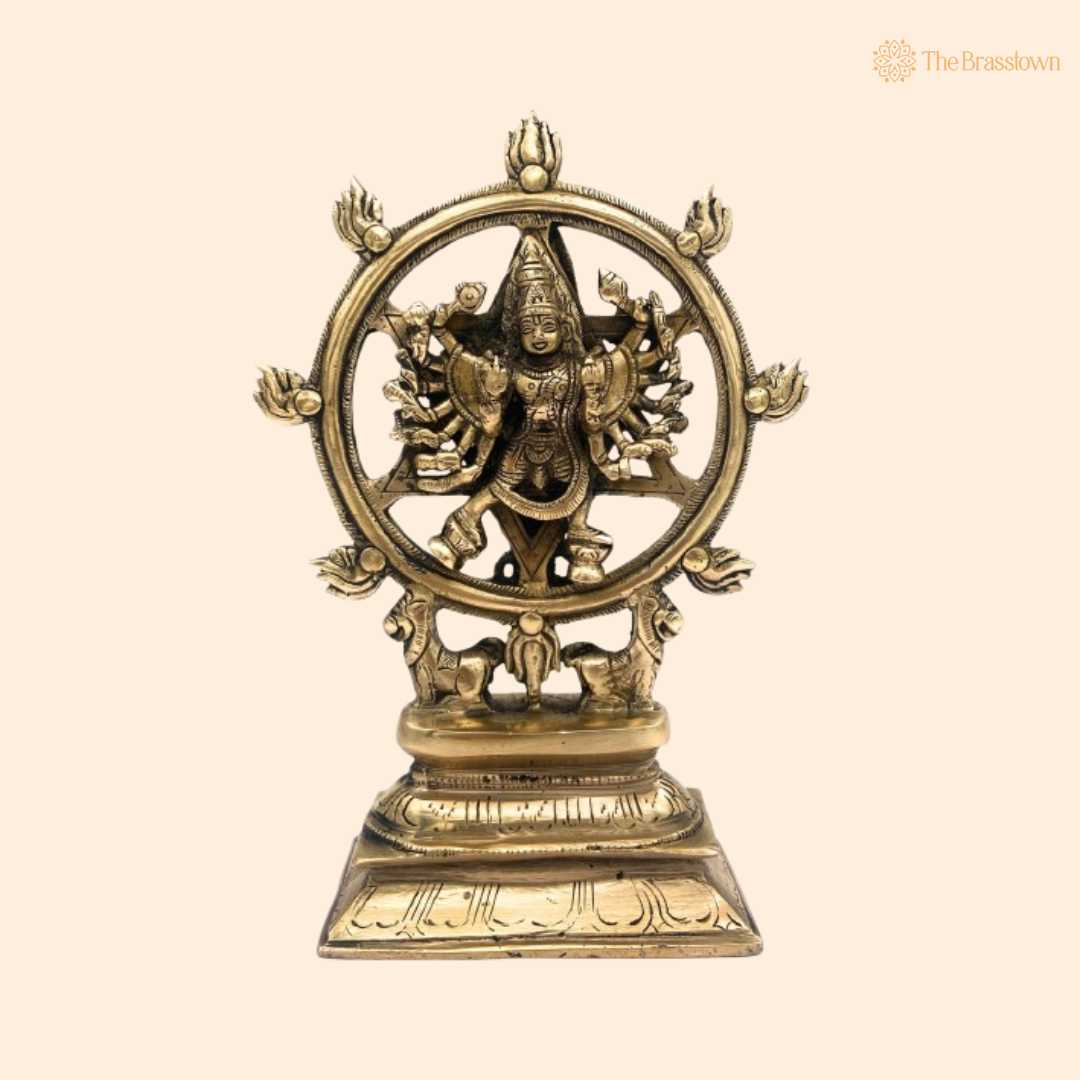 Exquisite Brass Vishnu Sudarshana Chakra Statue 9.5 Inch