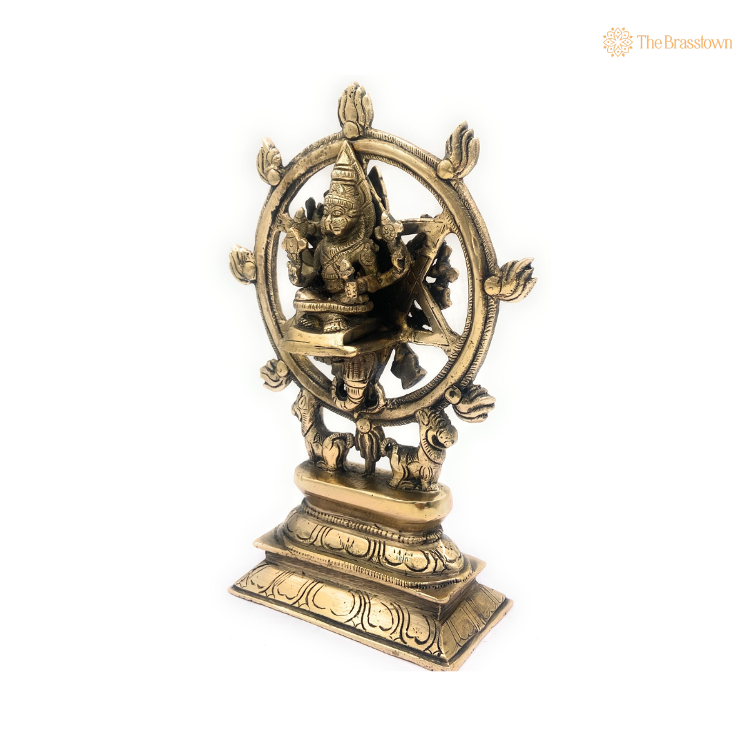 Exquisite Brass Vishnu Sudarshana Chakra Statue 9.5 Inch