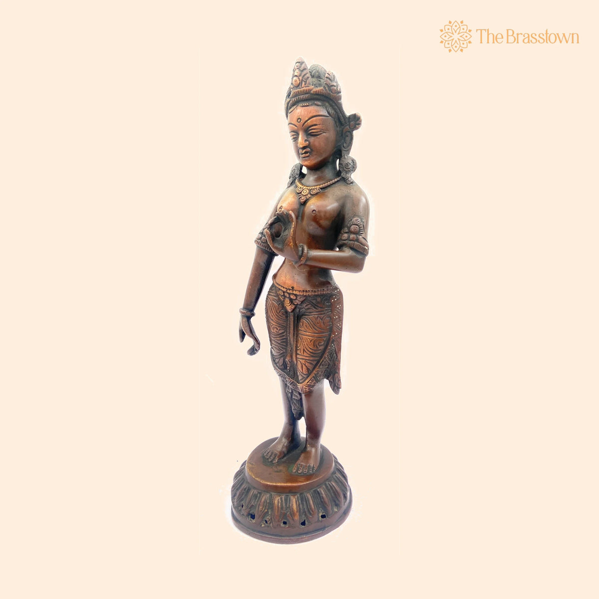 Brass Tibetan Tara Maa Idol – Handcrafted Green Tara, White Tara, Arya Tara, Tibetan Goddess Tara Murti for Pooja, Meditation 8 Inch 1