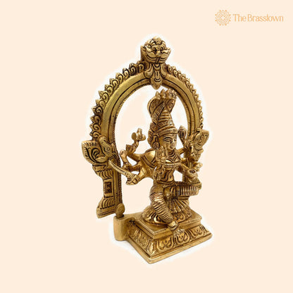 Brass Mariamman Idol – Handcrafted Mariyamma Muthu Mariamman Statue, Samayapuram Amman Vigraham for Puja, Home Mandir &amp; Décor 7 Inch 1