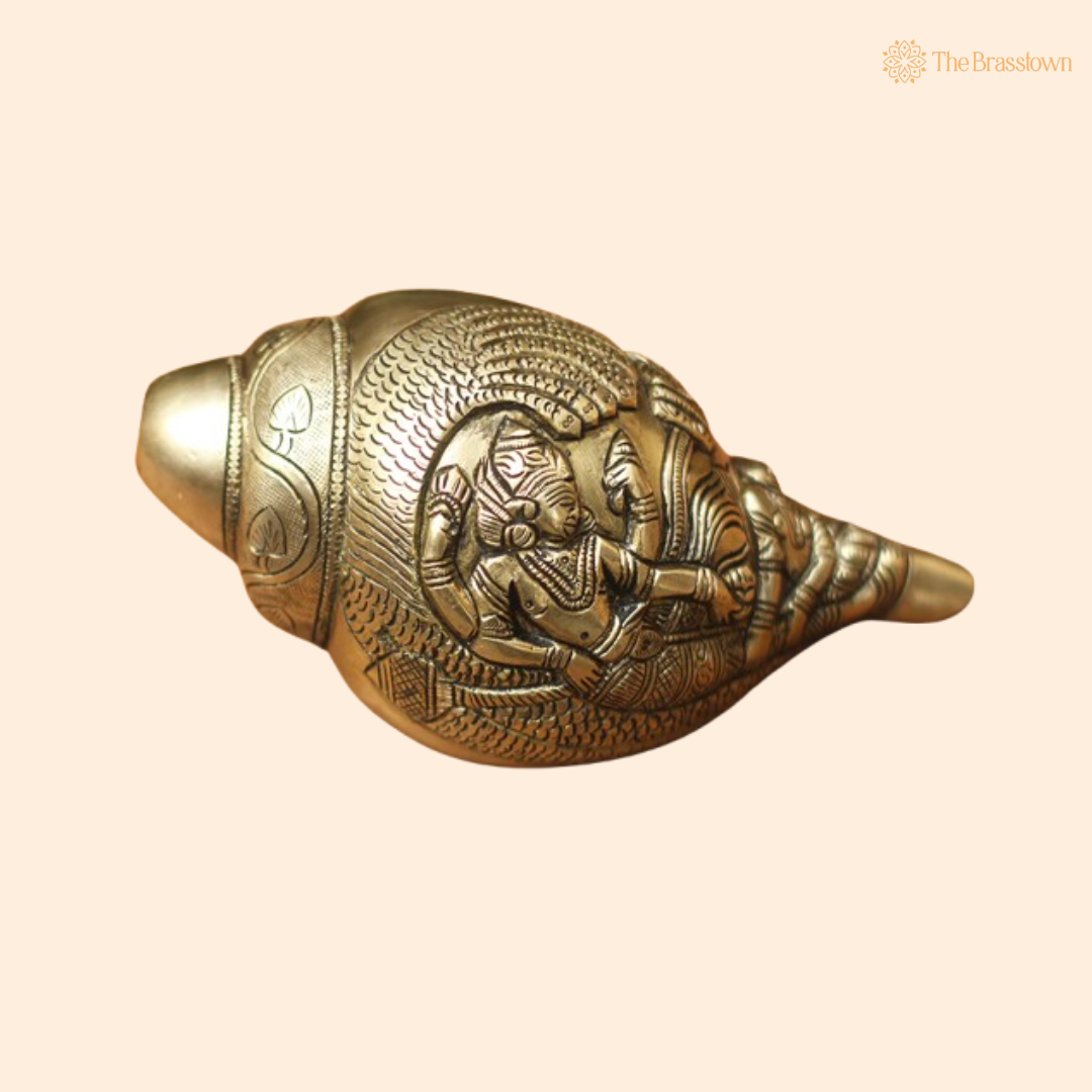 Ganesha Brass Conch - A Symbol of Auspiciousness 3.2 Inch