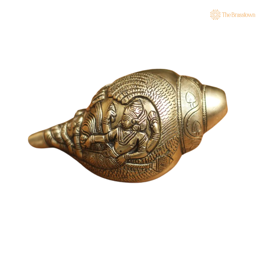 Ganesha Brass Conch - A Symbol of Auspiciousness 3.2 Inch