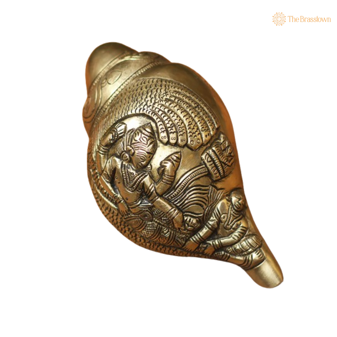 Ganesha Brass Conch - A Symbol of Auspiciousness 3.2 Inch