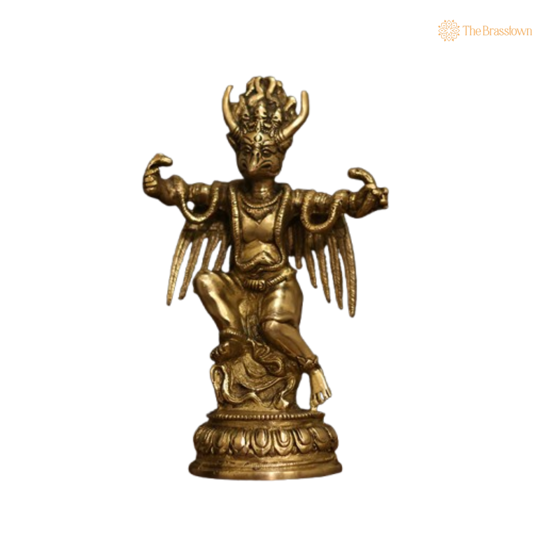 Garuda Brass Statue - The Divine Eagle 8.5 Inch