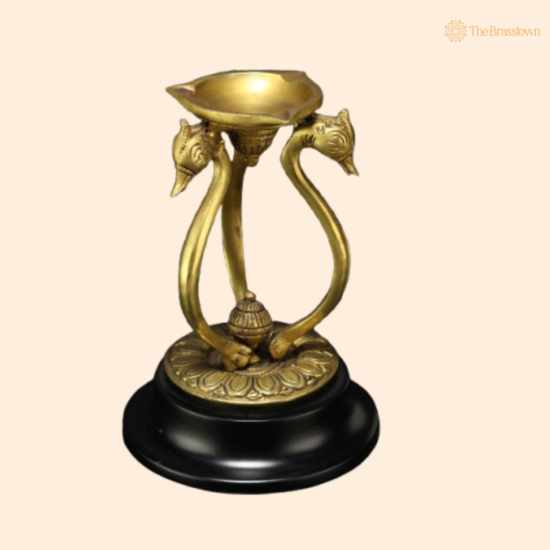 Graceful Brass Swan Diya Lamp 7 Inch