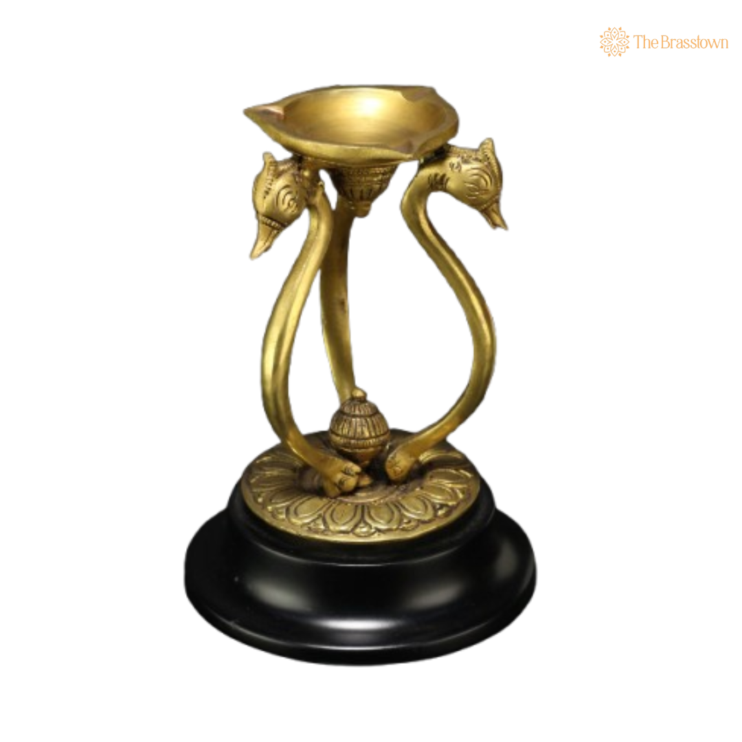 Graceful Brass Swan Diya Lamp 7 Inch