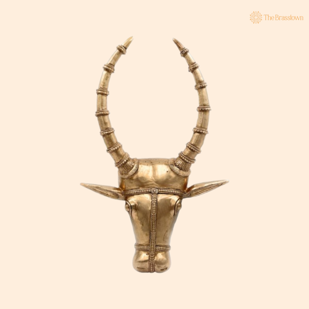 Handcrafted Brass Antelope Head Wall Decor 14.5 Inch