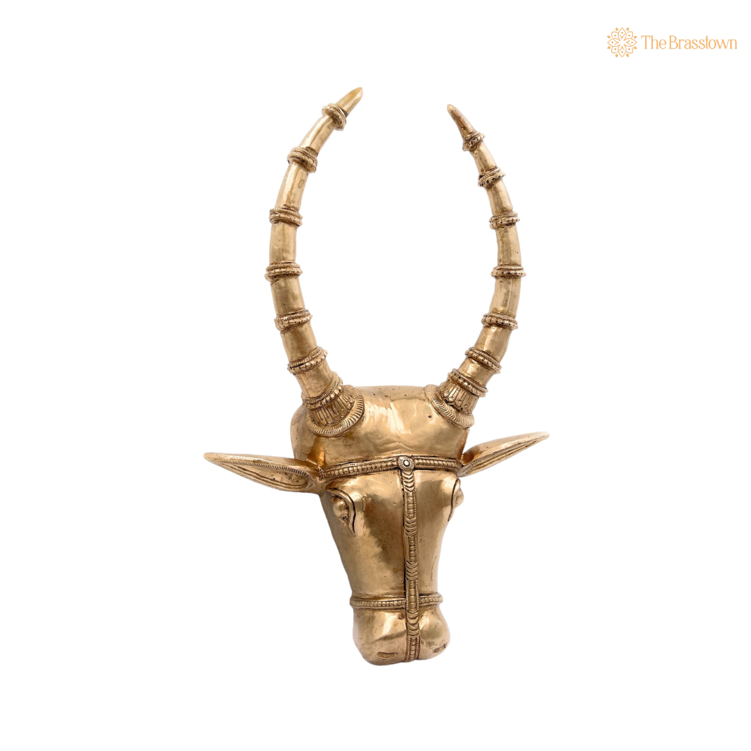 Handcrafted Brass Antelope Head Wall Decor 14.5 Inch