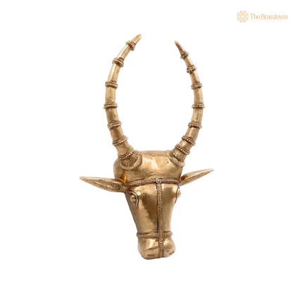 Handcrafted Brass Antelope Head Wall Decor 14.5 Inch