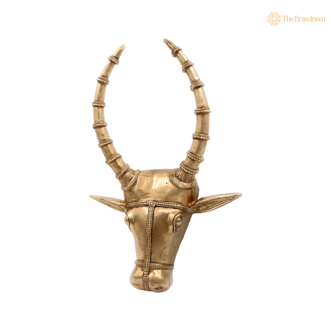 Handcrafted Brass Antelope Head Wall Decor 14.5 Inch