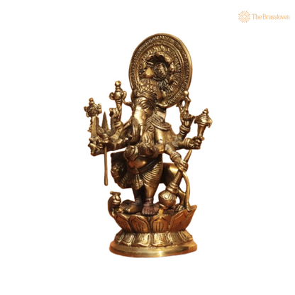 Handcrafted Brass Ashta-Bhuja Ganesha Statue 9 Inch