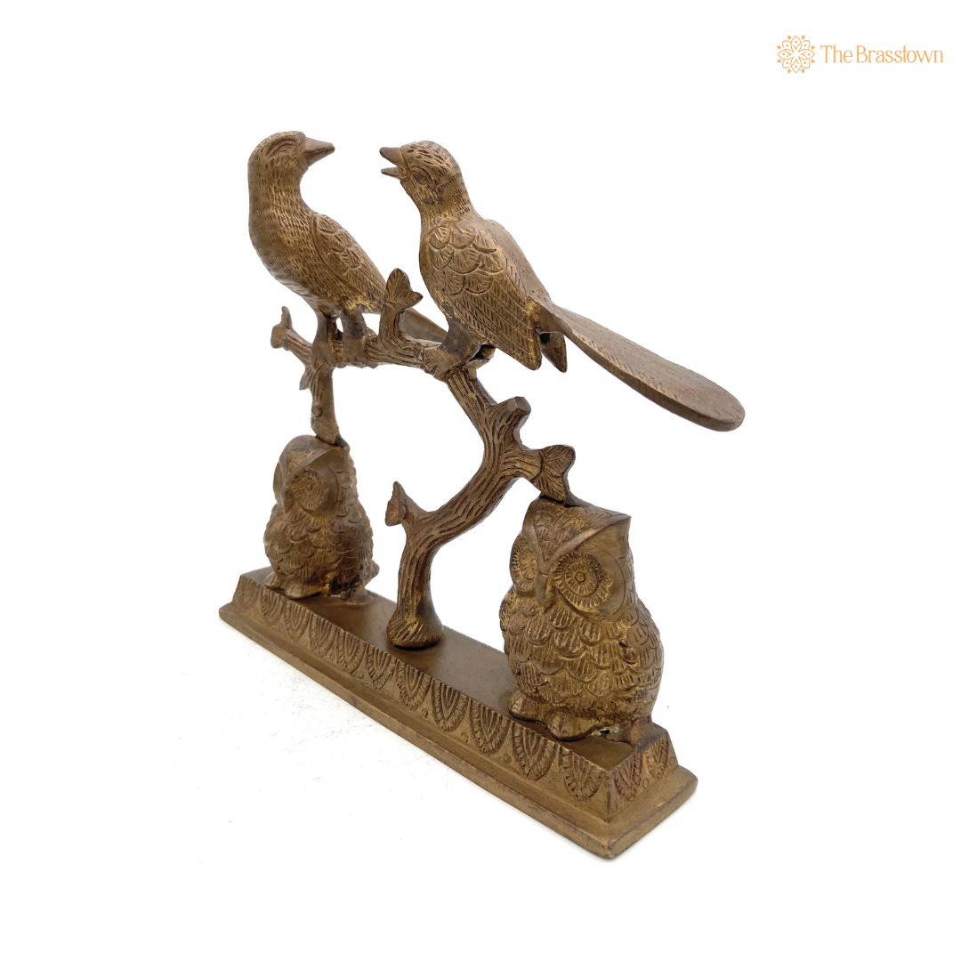 Handcrafted Brass Birds and Owls Figurine 9 Inch