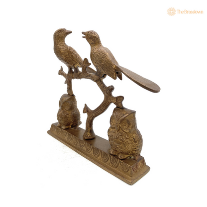 Handcrafted Brass Birds and Owls Figurine 9 Inch