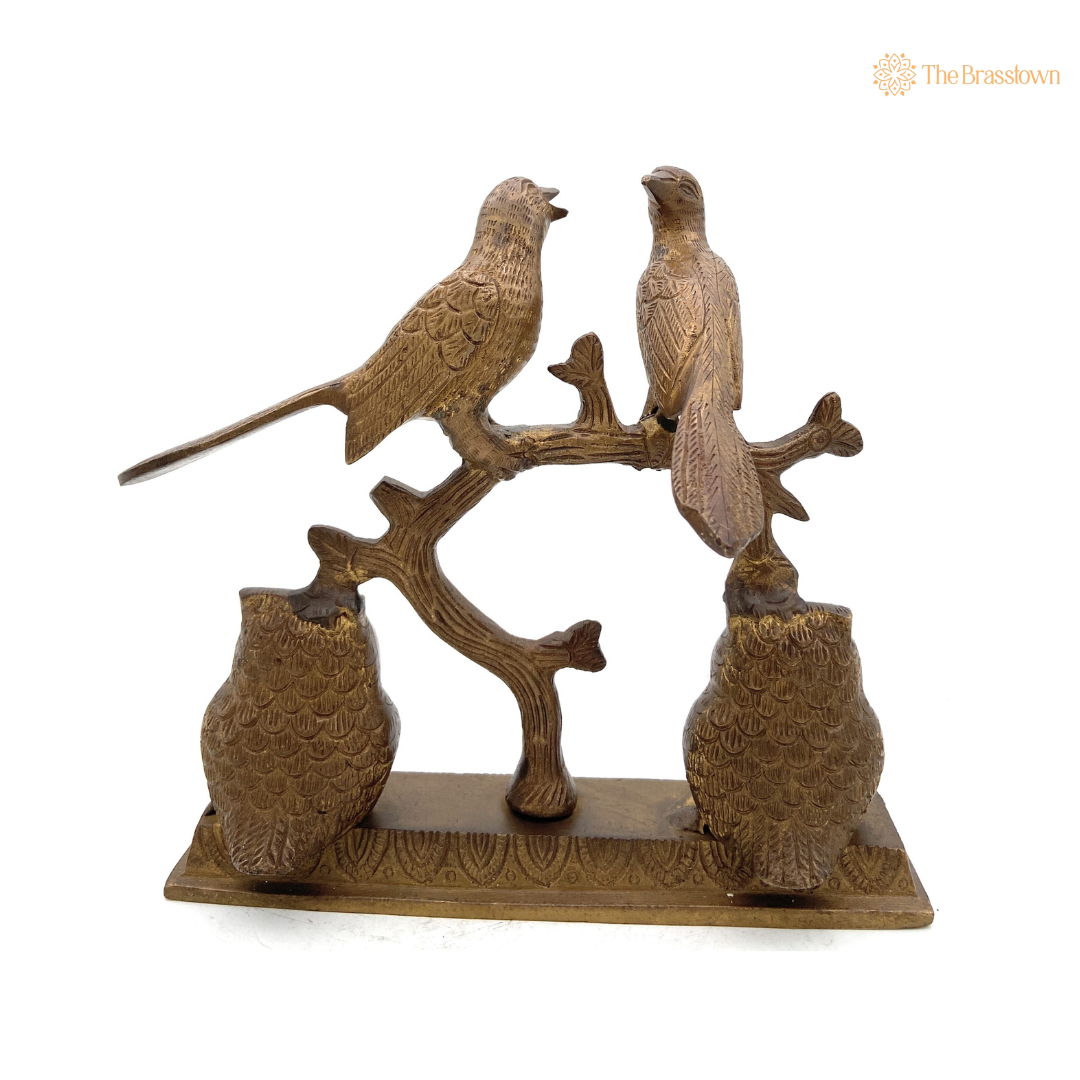 Handcrafted Brass Birds and Owls Figurine 9 Inch