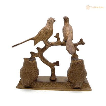 Handcrafted Brass Birds and Owls Figurine 9 Inch