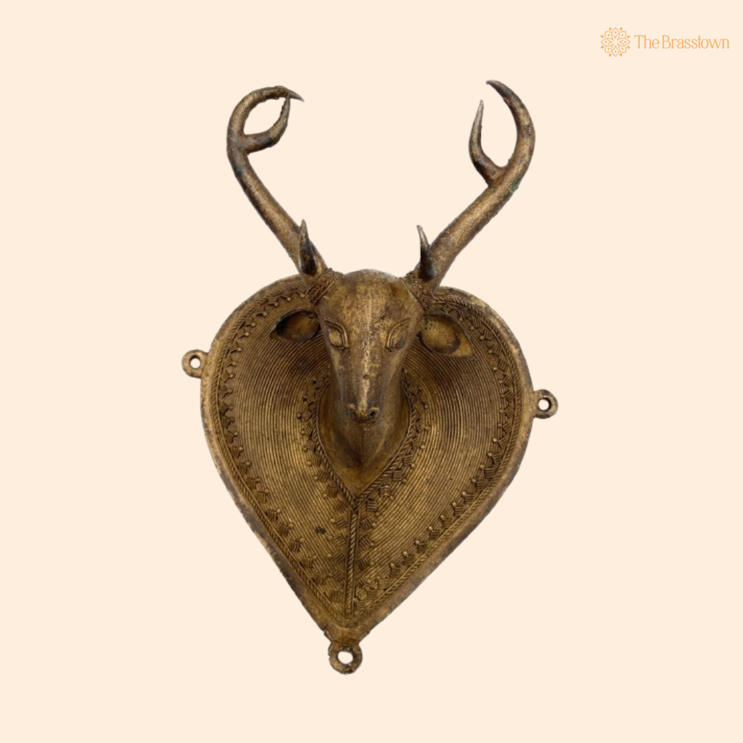 Handcrafted Brass Deer Wall Hanging 8 Inch