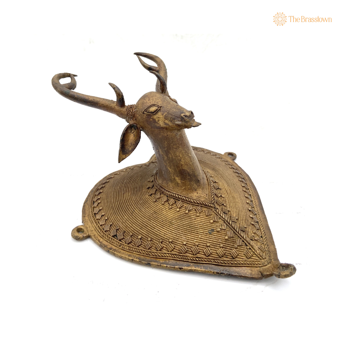 Handcrafted Brass Deer Wall Hanging 8 Inch