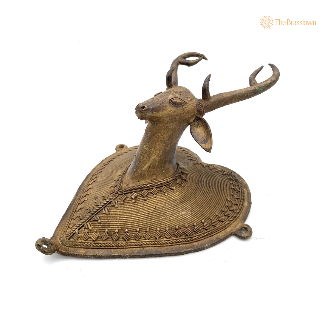 Handcrafted Brass Deer Wall Hanging 8 Inch