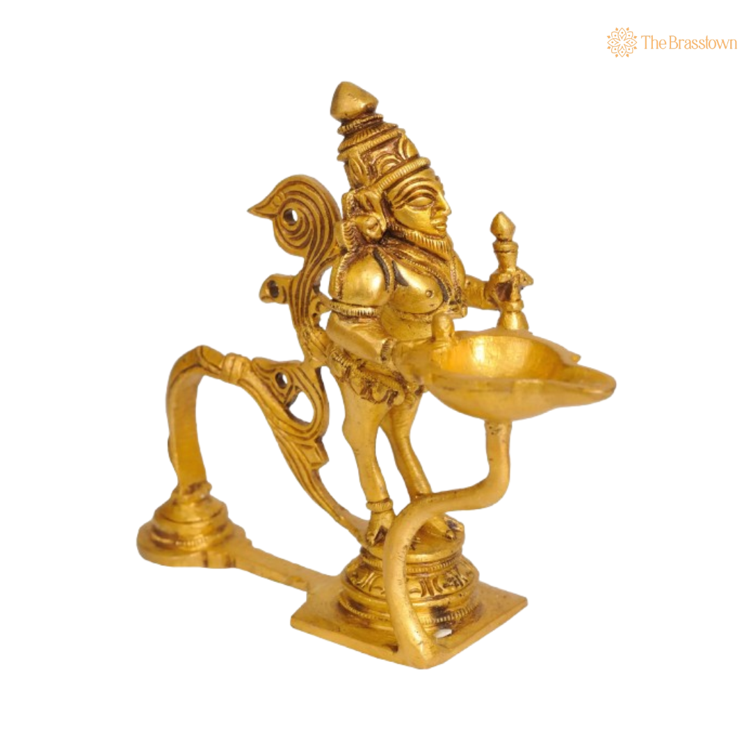 Handcrafted Brass Garuda Deepam Idol 4 Inch