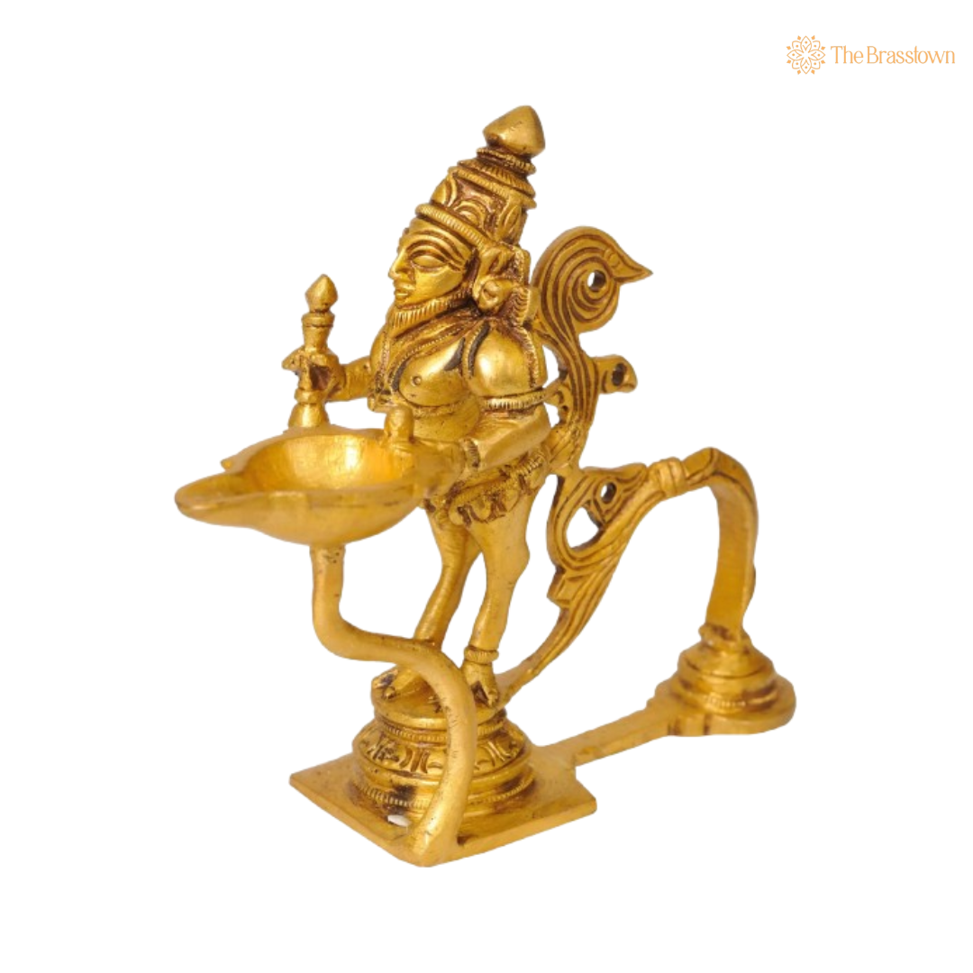 Handcrafted Brass Garuda Deepam Idol 4 Inch