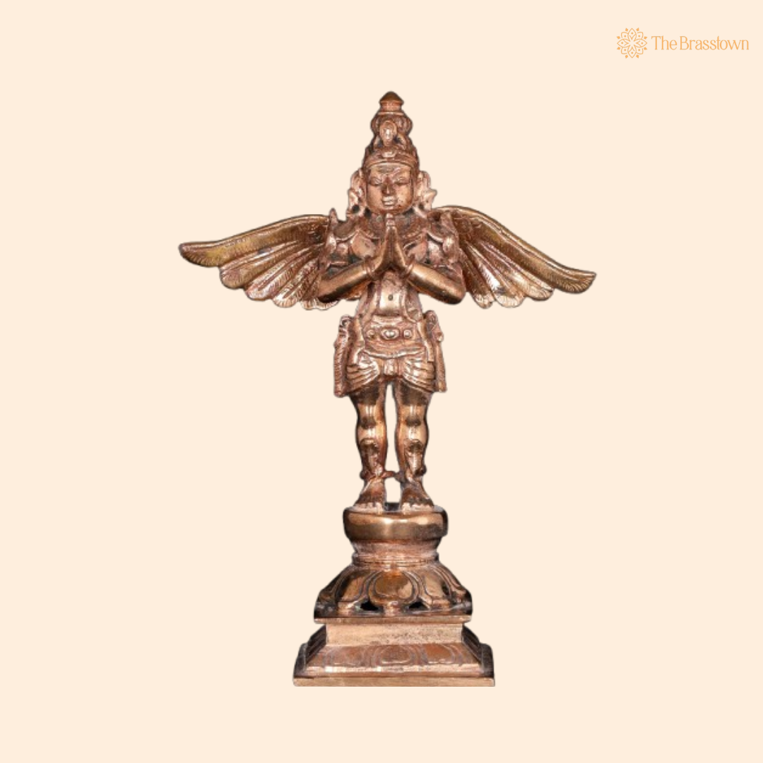 Handcrafted Brass Garuda Idol – Divine Protector of Dharma 5 Inch
