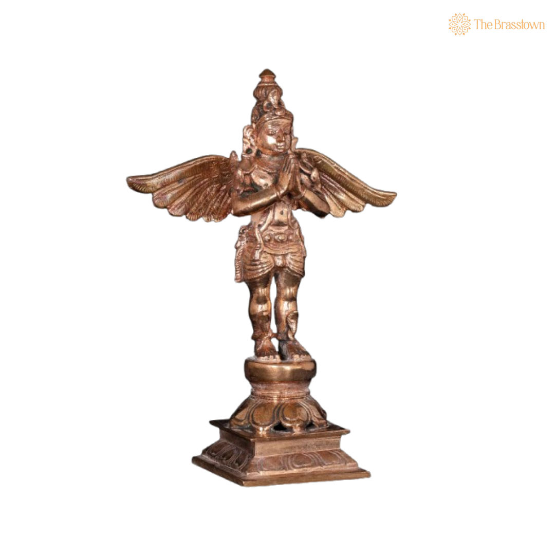 Handcrafted Brass Garuda Idol – Divine Protector of Dharma 5 Inch