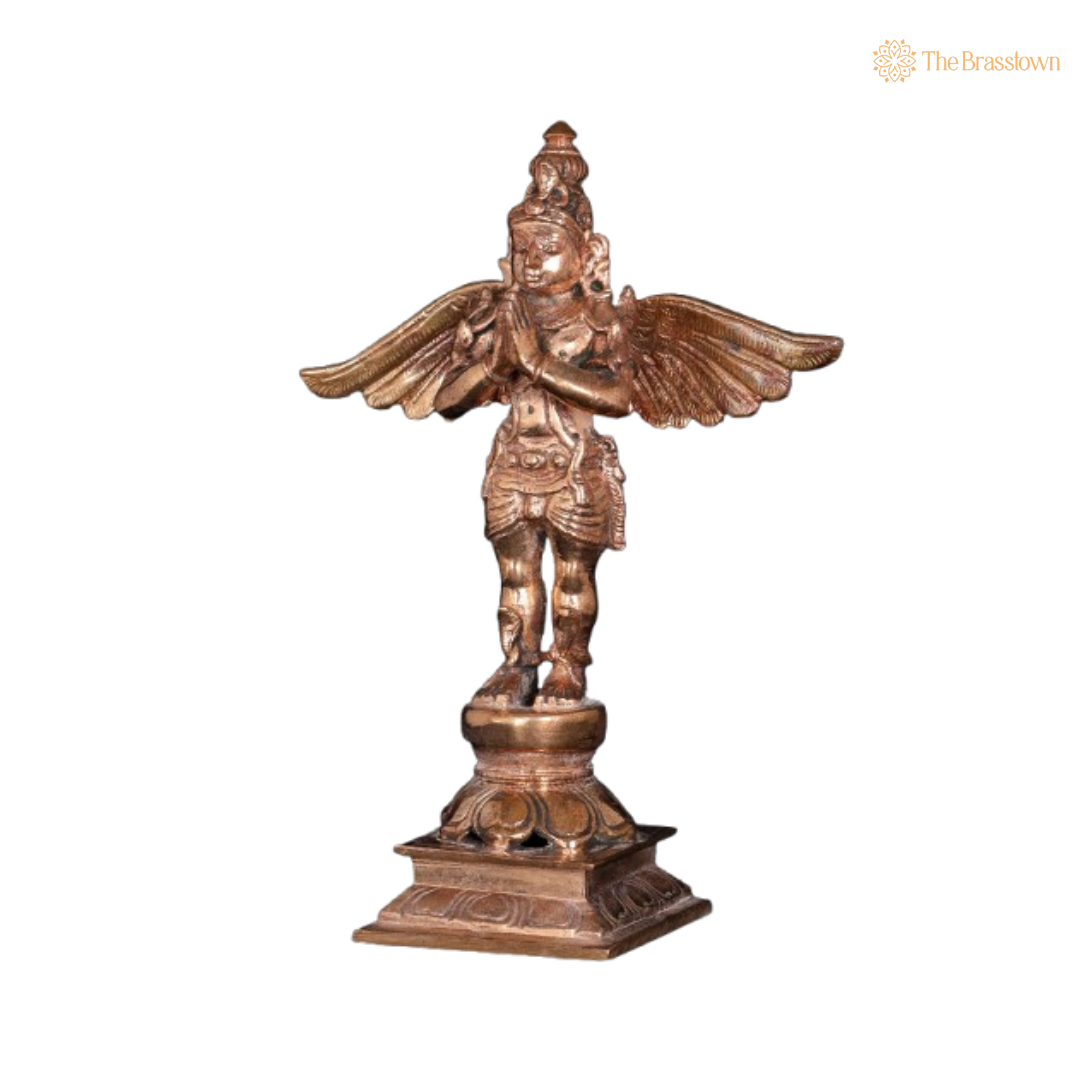 Handcrafted Brass Garuda Idol – Divine Protector of Dharma 5 Inch