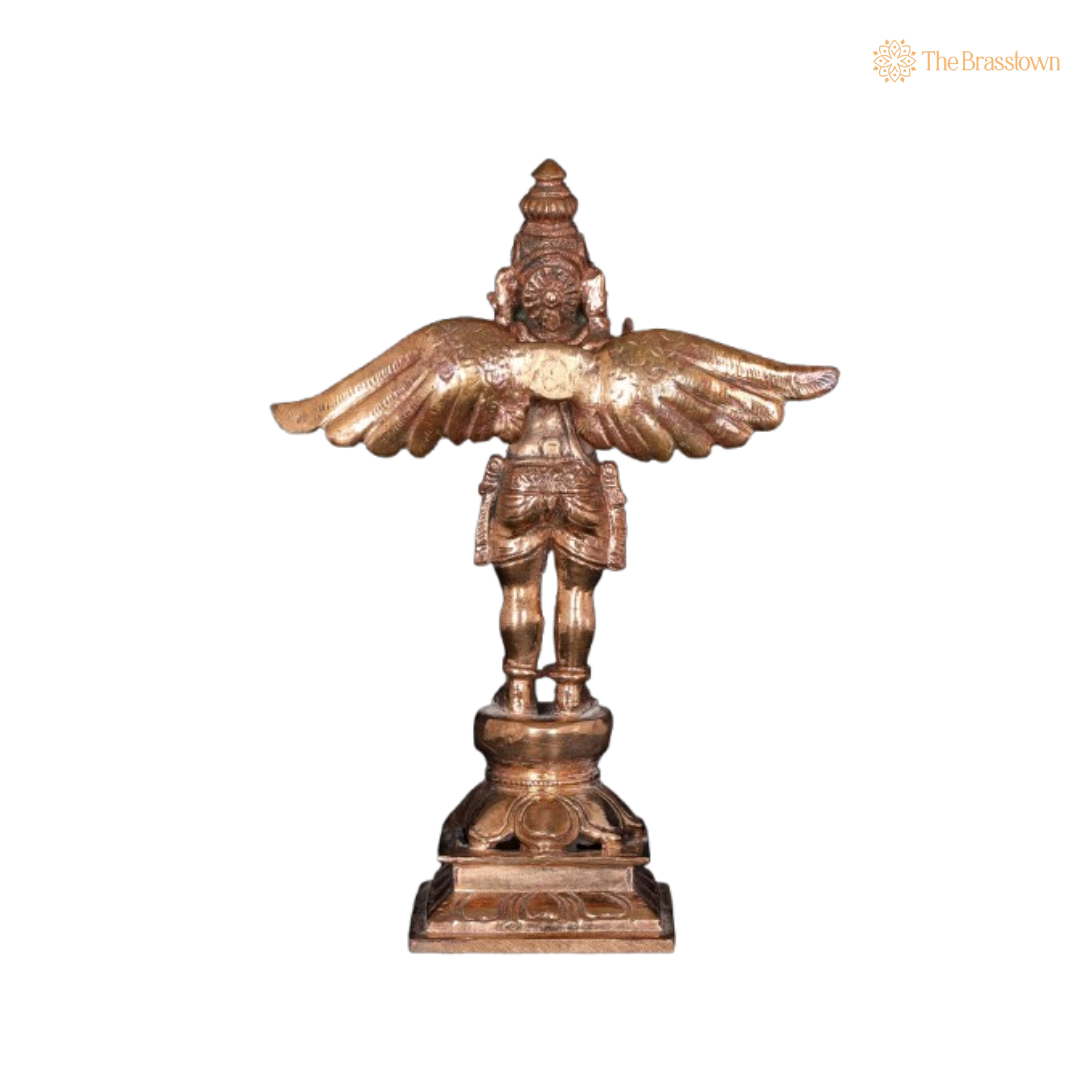 Handcrafted Brass Garuda Idol – Divine Protector of Dharma 5 Inch