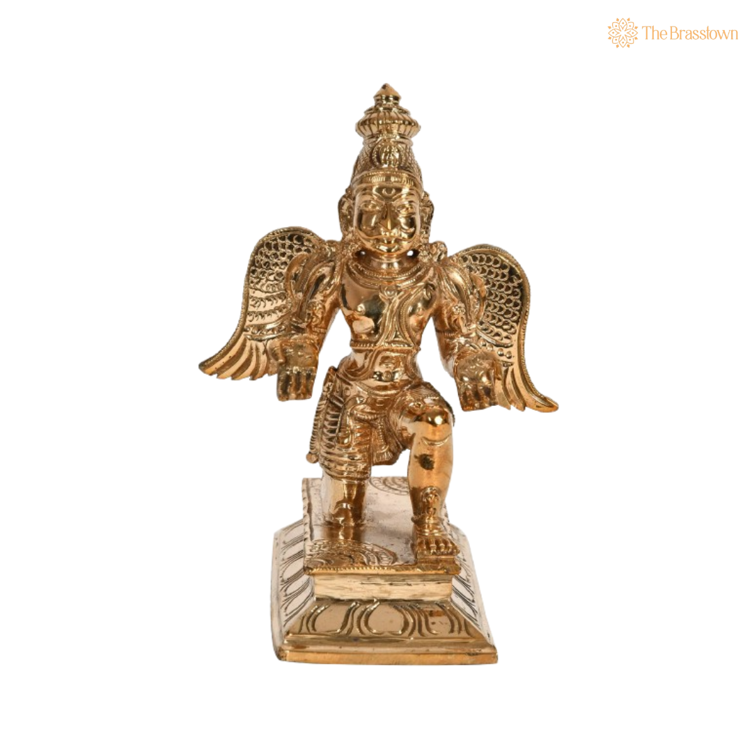 Handcrafted Brass Garuda Idol – The Divine Guardian of Lord Vishnu 6 Inch