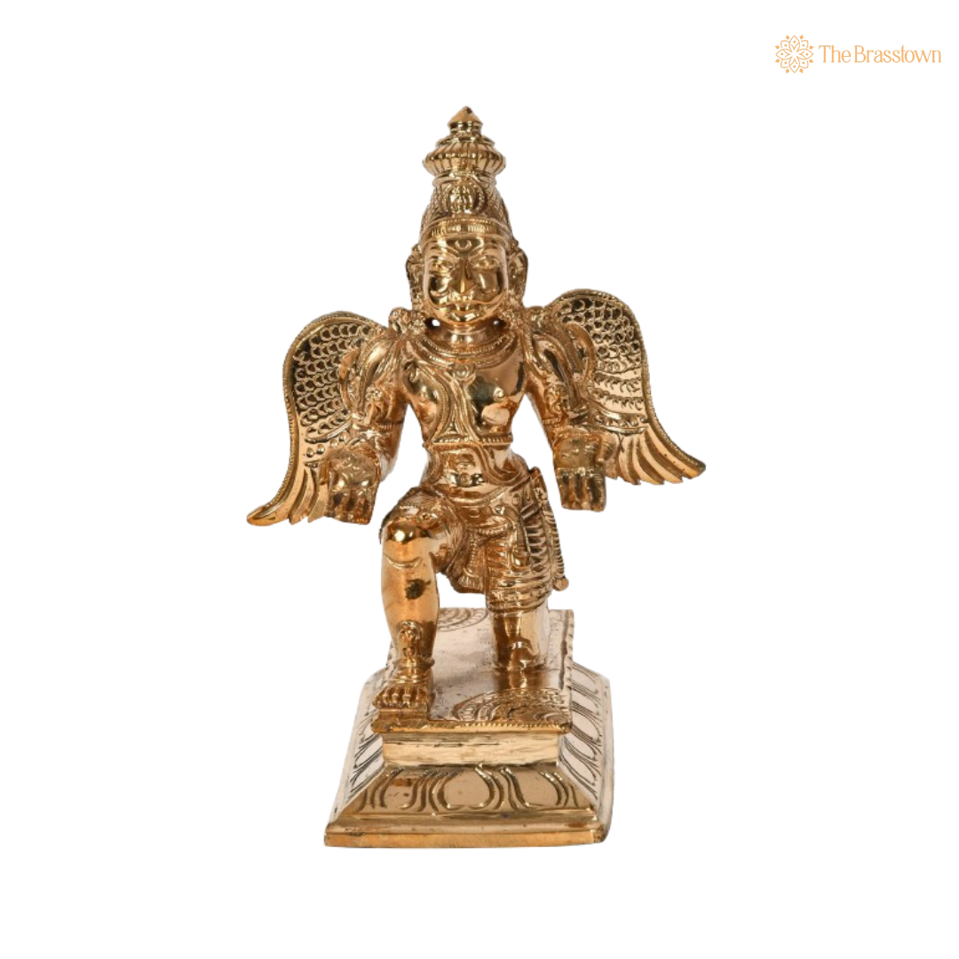 Handcrafted Brass Garuda Idol – The Divine Guardian of Lord Vishnu 6 Inch