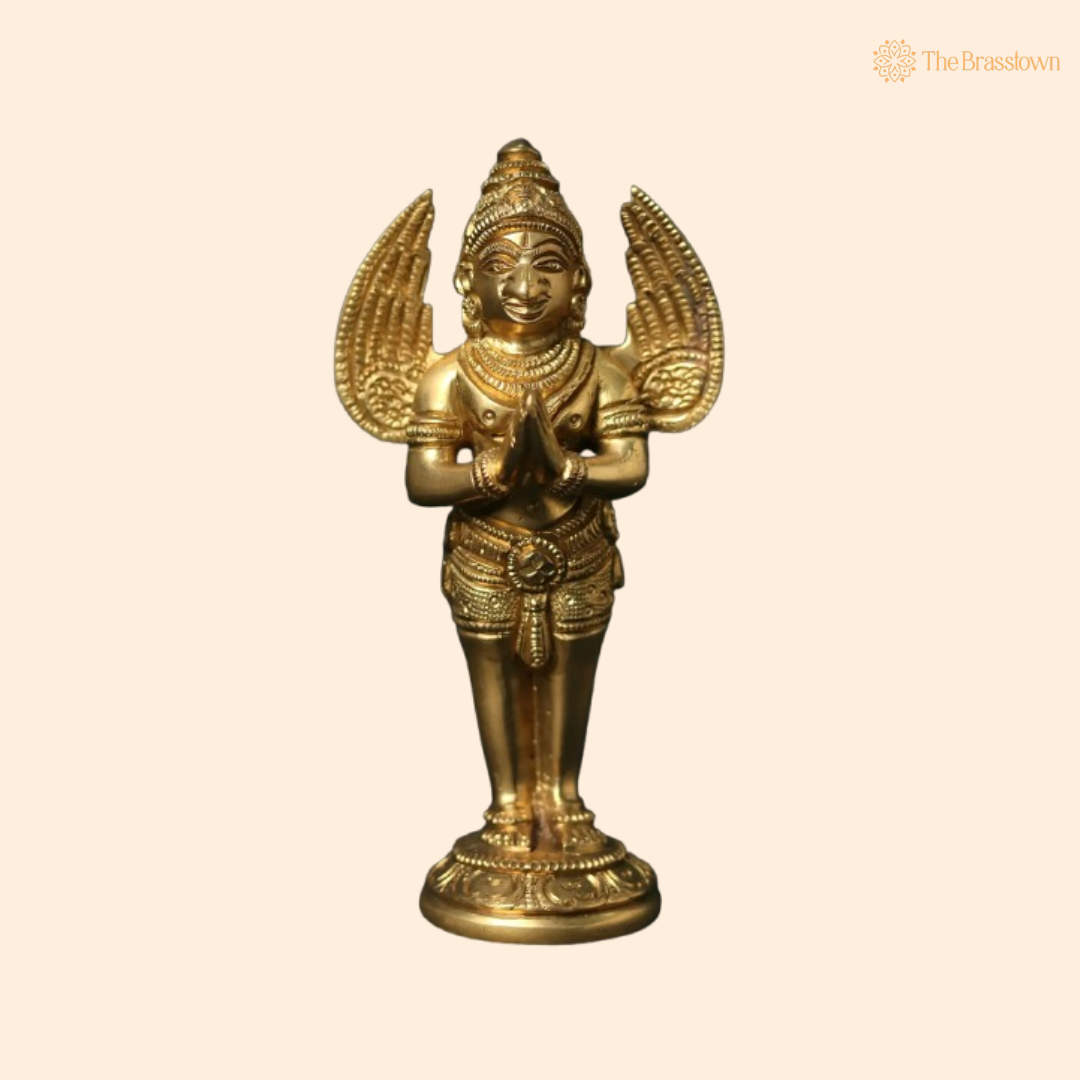 Handcrafted Brass Garuda Idol – The Divine Protector 5 Inch